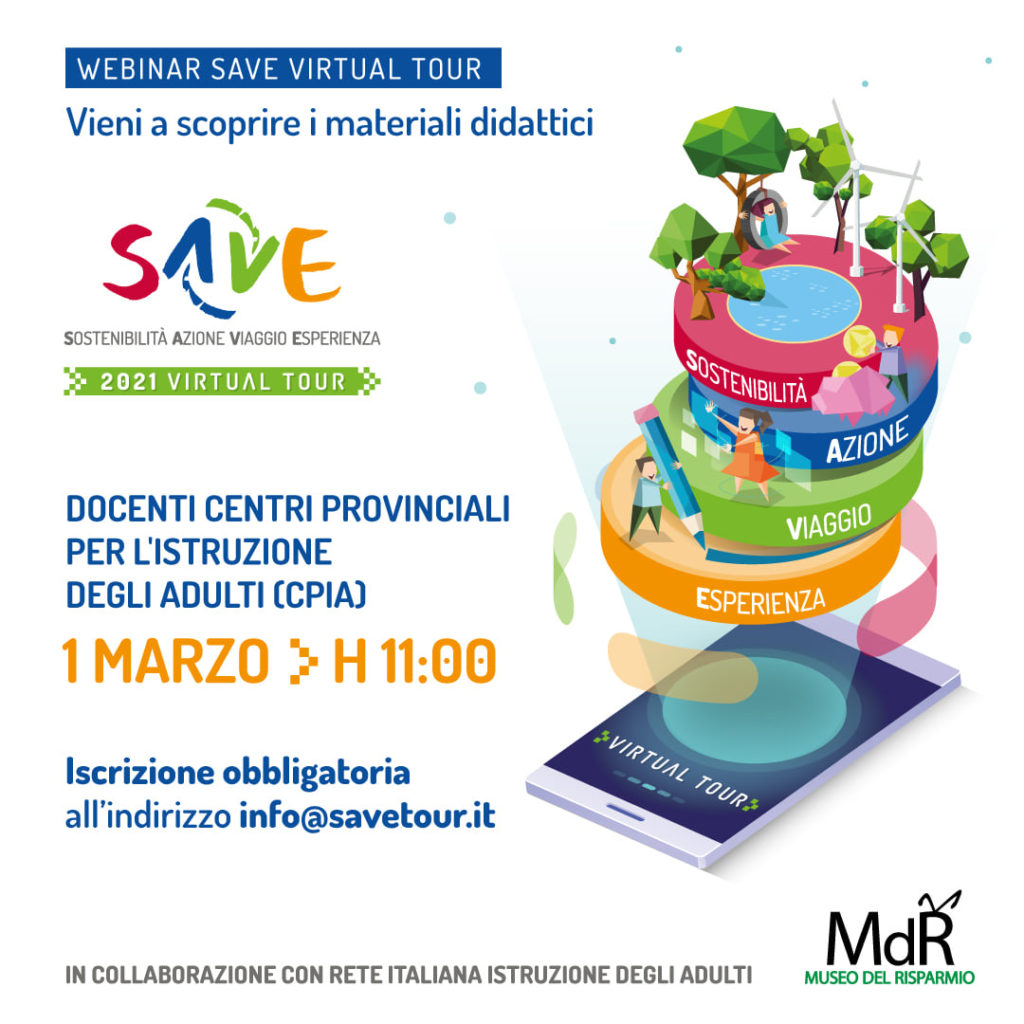 Webinar informativo del progetto S.A.V.E. Virtual Tour rivolto a tutti i docenti dei CPIA.